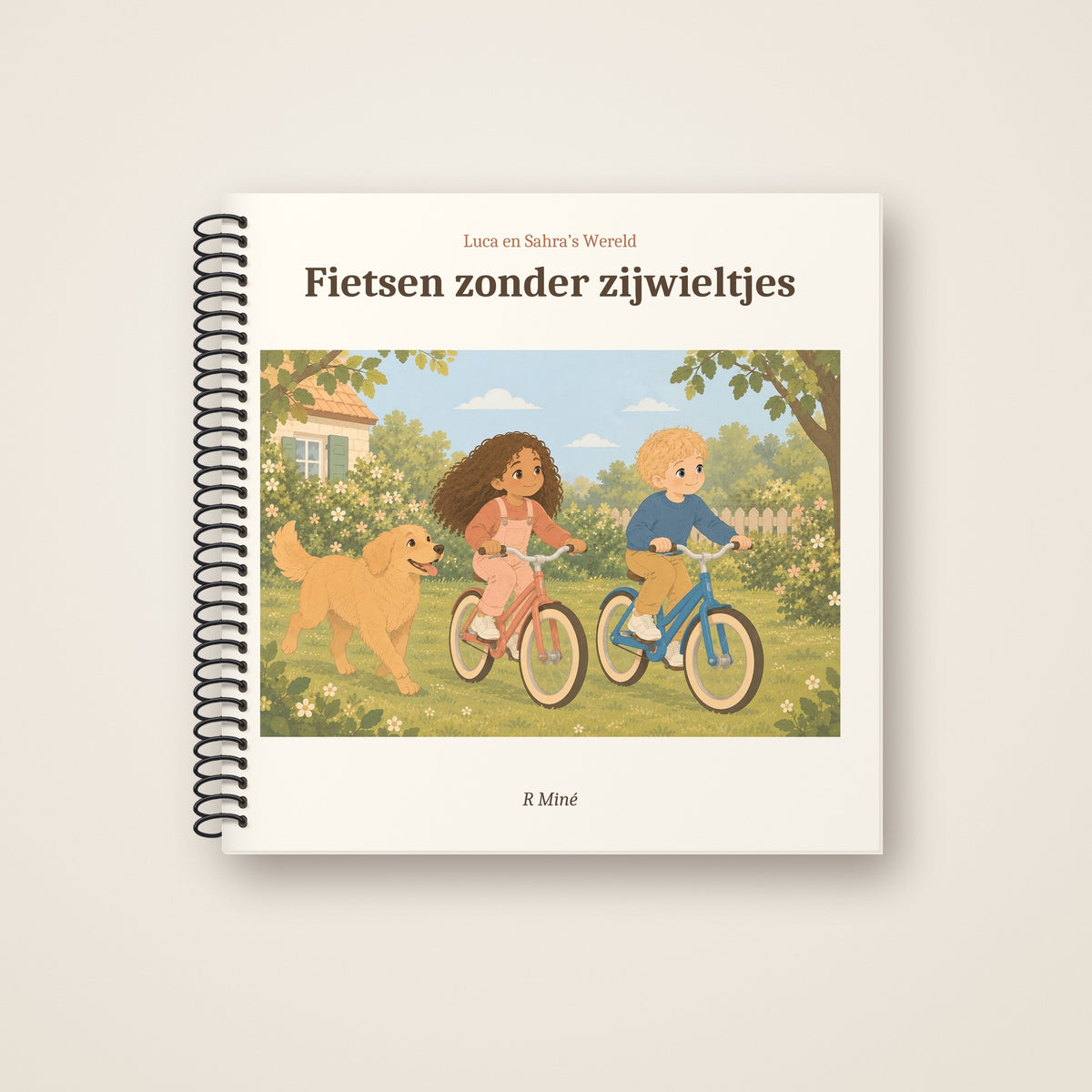 Fietsen zonder zijwieltjes – voorkant, spiraalgebonden prentenboek