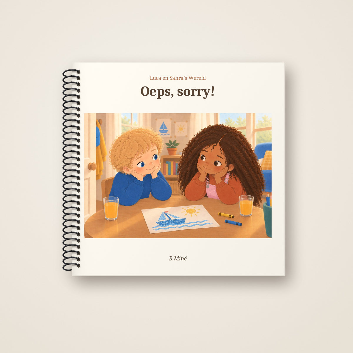 Oeps, sorry! – voorkant, spiraalgebonden prentenboek