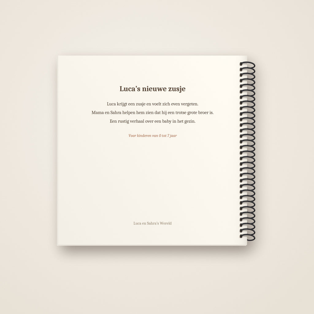 Luca's nieuwe zusje – achterkant, spiraalgebonden