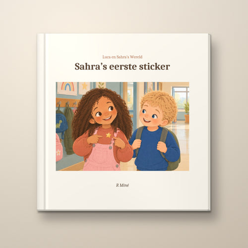 Sahra's eerste sticker – voorkant, hardcover prentenboek