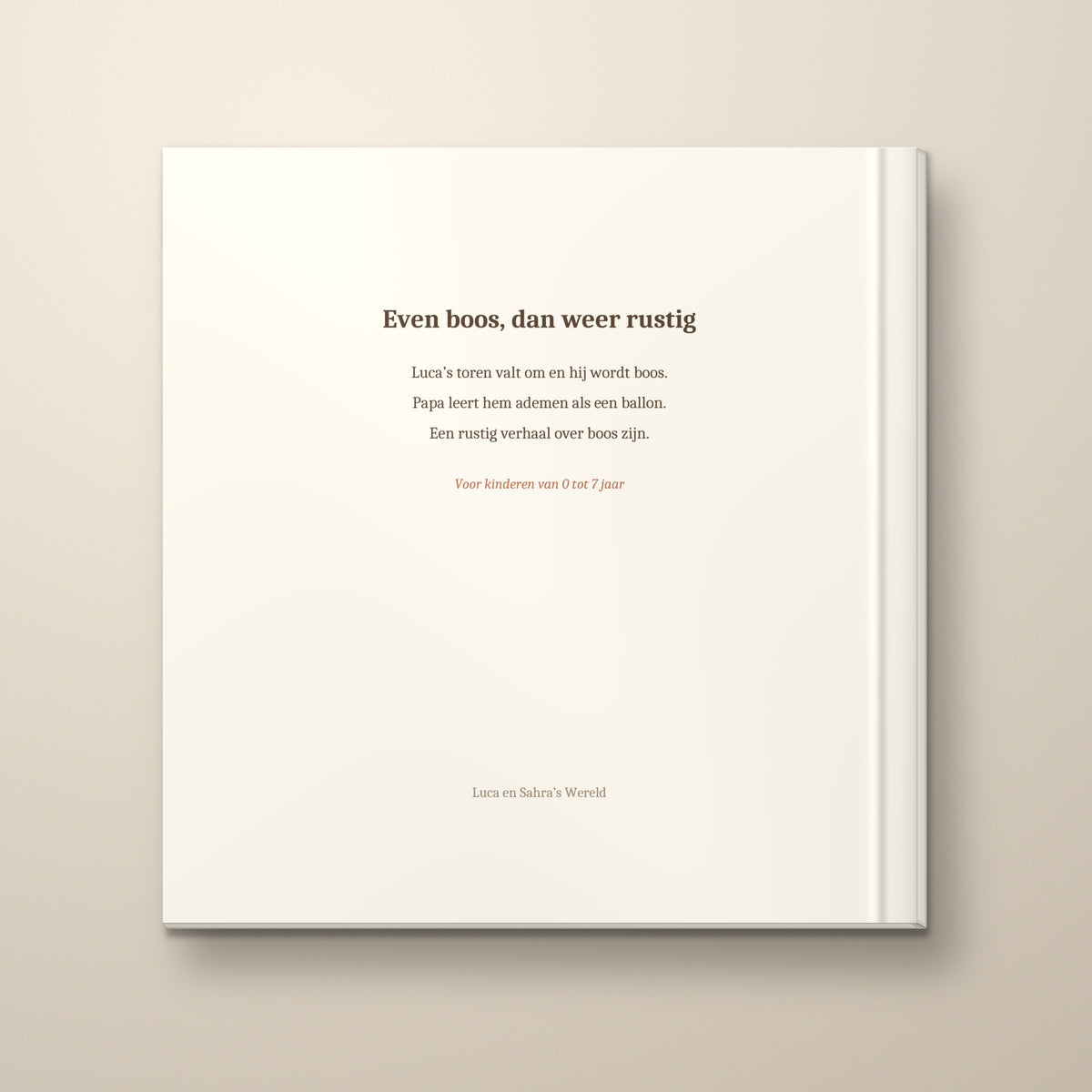 Even boos, dan weer rustig – achterkant, hardcover