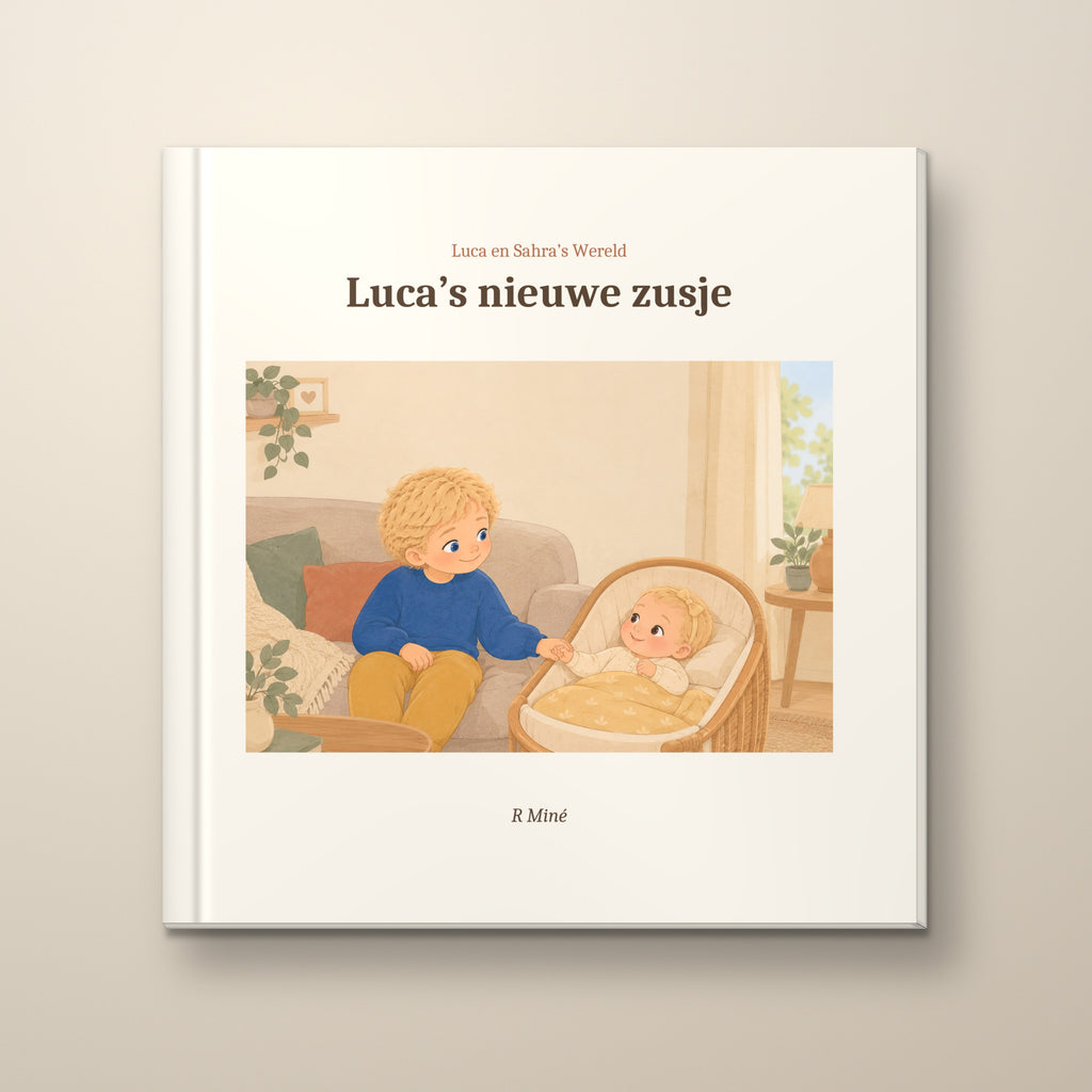 Luca's nieuwe zusje – voorkant, hardcover prentenboek