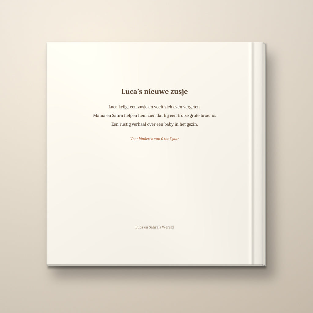 Luca's nieuwe zusje – achterkant, hardcover